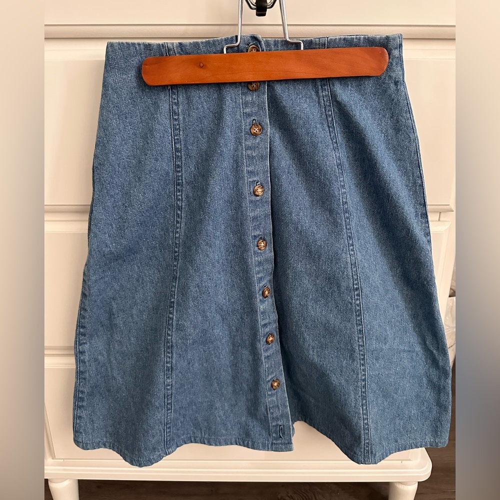 Vintage Denim Button-Front Skirt